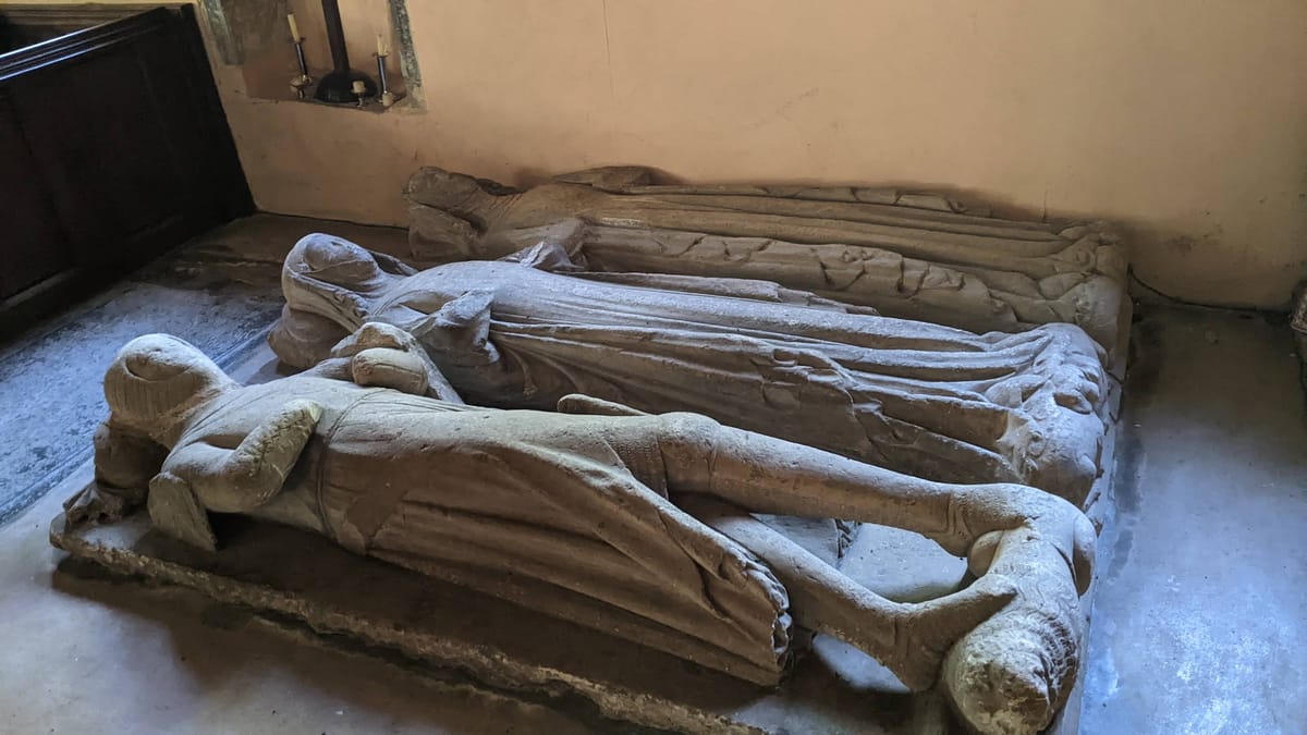 Effigies of Sir John de Meriet and his 2 wives