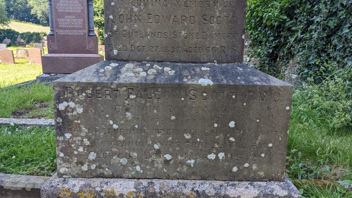 Memorial to Scott of The Antartic - added to his parents grave stone