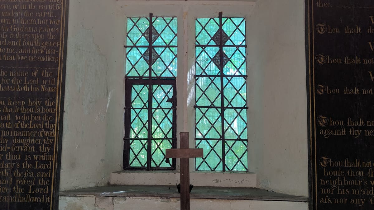 The East window - retaining its Georgian iron casement