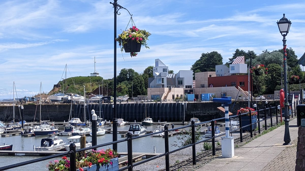 View across the harbour to East Quay Arts Collective.
